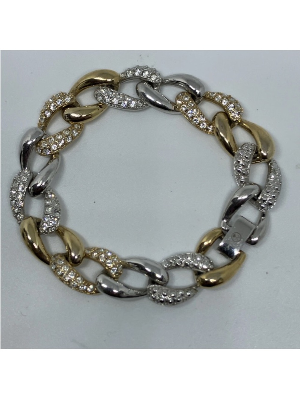 Oliver Weber Collection Pave Curve Link Gold-Plated Two-Tone Women’s Bracelet 7" - Picture 9 of 16